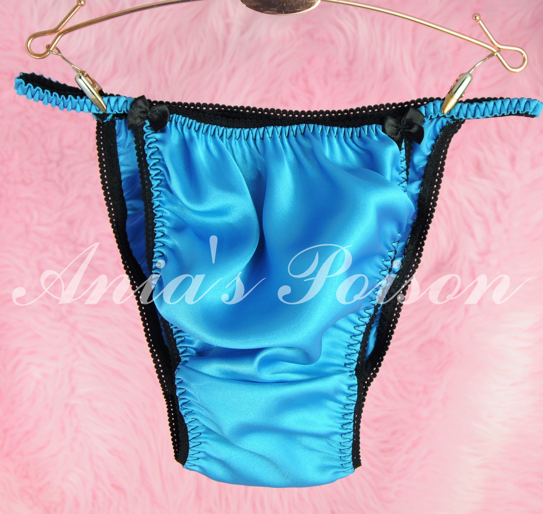 Ania's Poison satin String bikini Half Back Cheeky Cut MENS satin shiny panties Red Blue pink