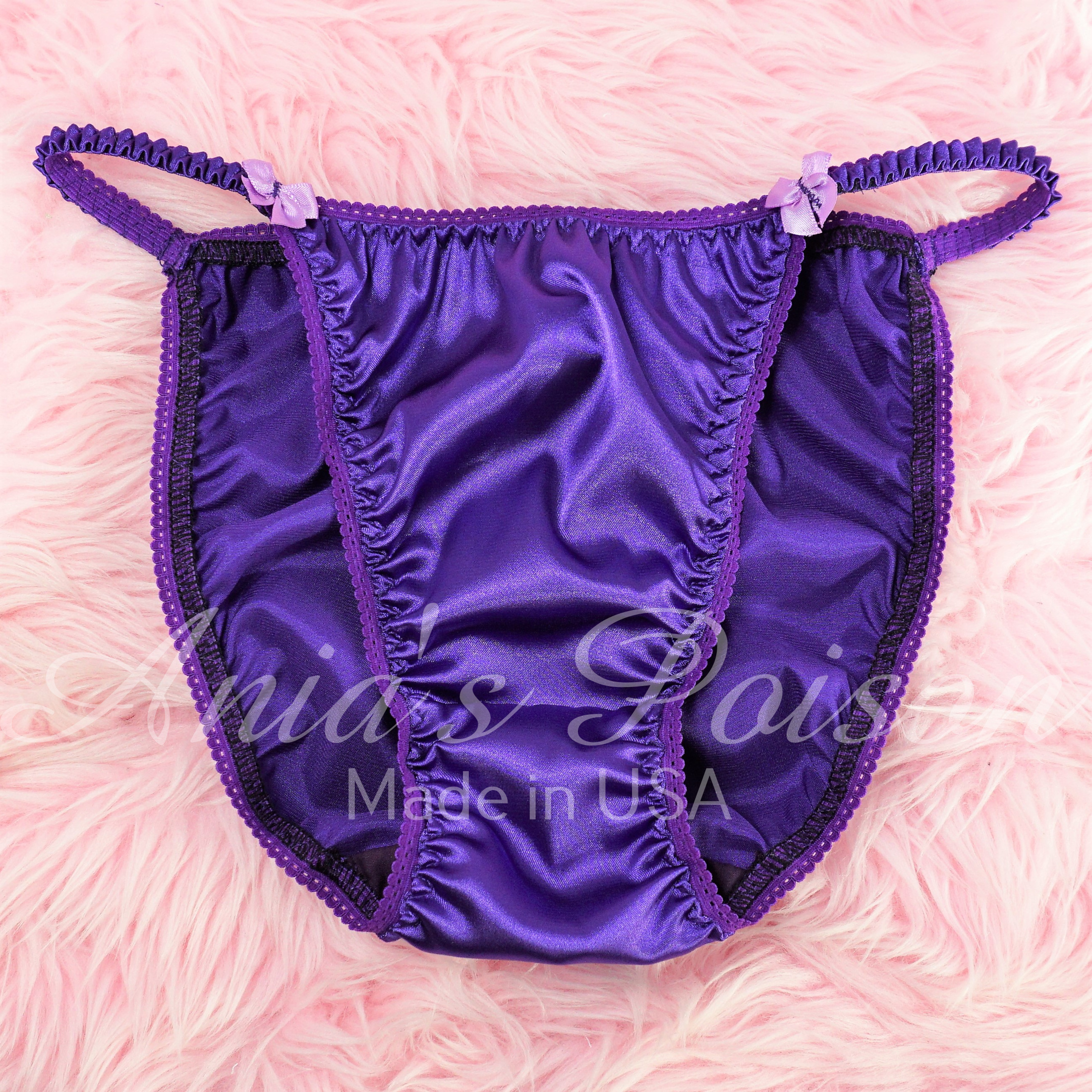 Satin Panties! Lace Duchess Classic 80's cut Jewel Purple SOFT satin wet look Vintage Style Ladies panties sz 5 - 9!