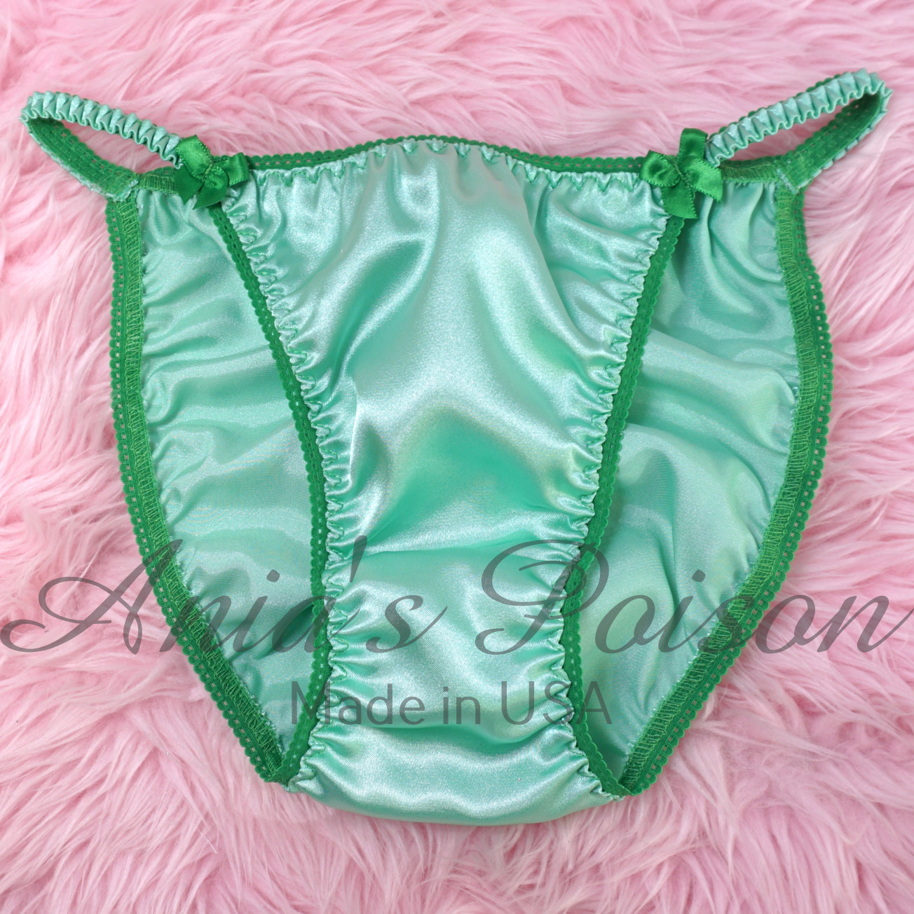 Lace Duchess Classic 80's cut GREEN Teal Silky Smooth Shiny satin Vintage Style panties 5- 9